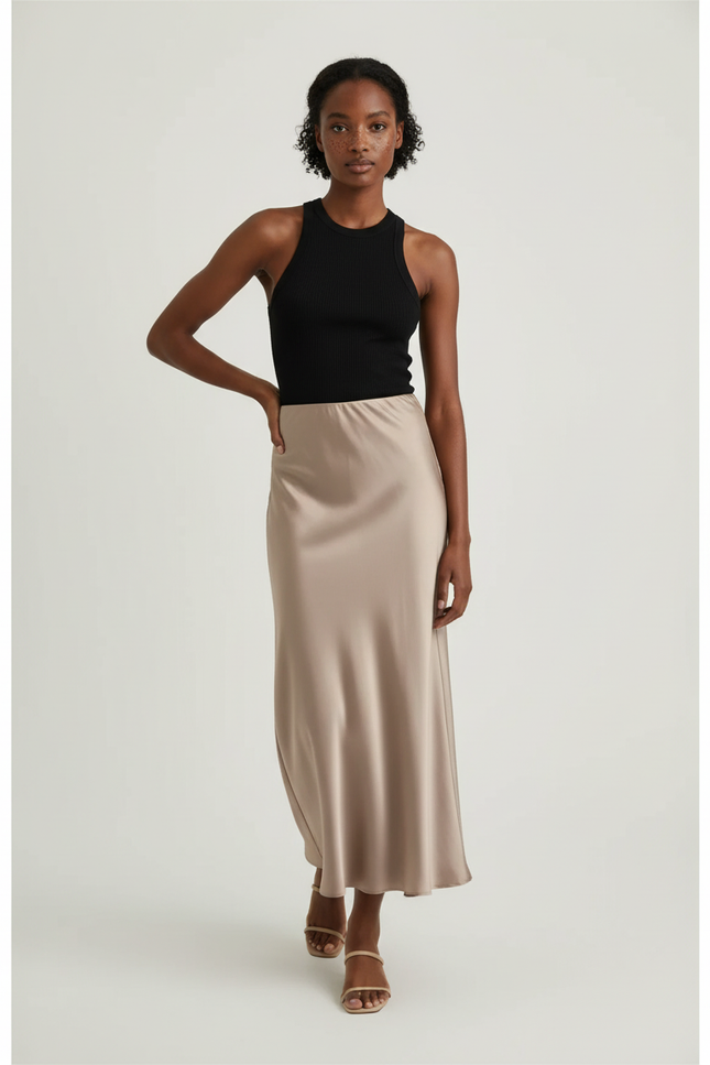 Jupe Satin Taupe
