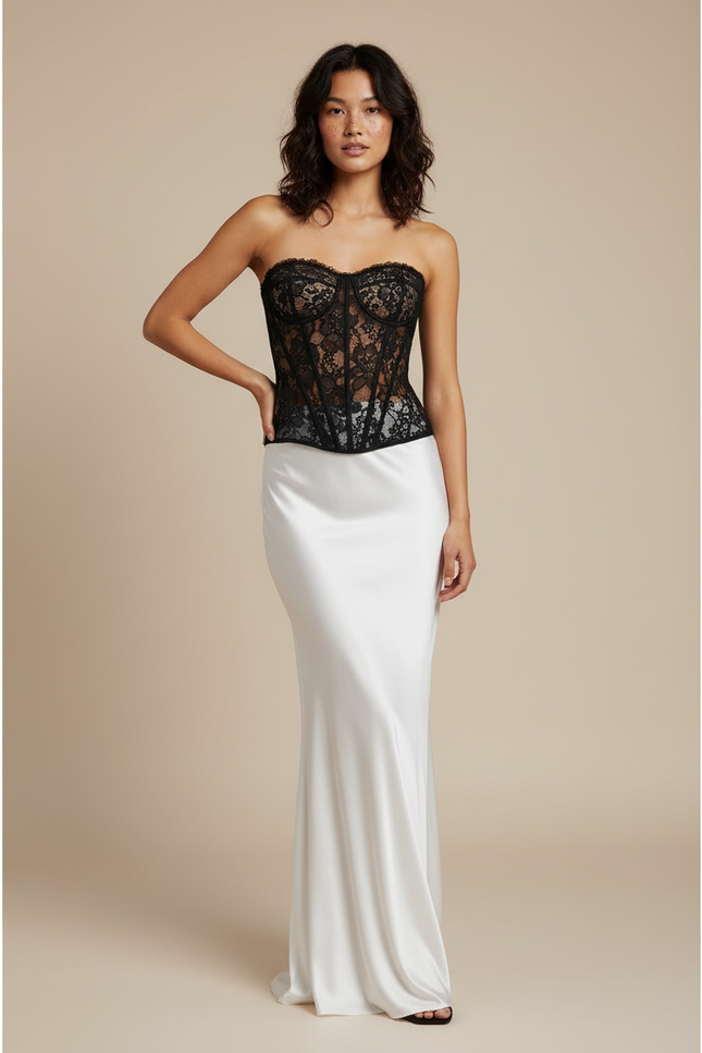 Jupe Longue Satin Fluide Mariage