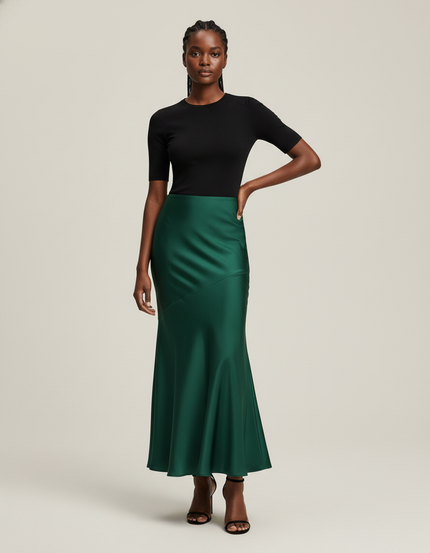 Jupe Satinée Vert Bouteille