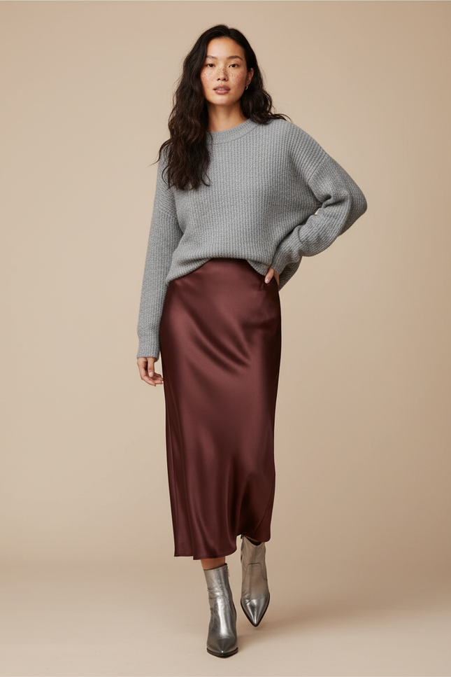 Jupe Longue Cigarette Satin