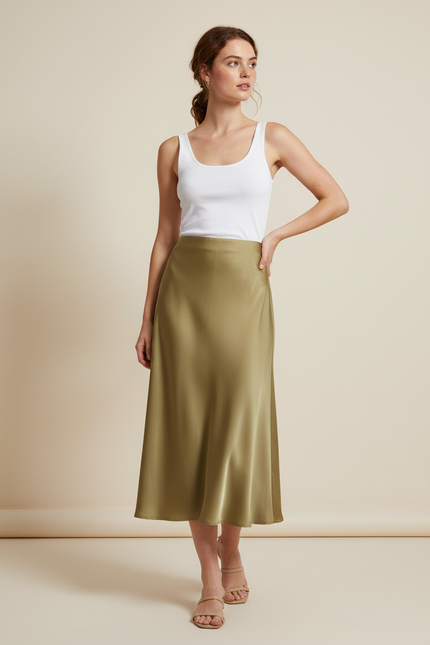 Jupe Satin Vert Olive
