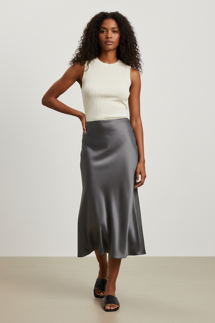 Jupe Satin Argenté