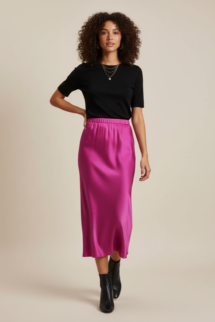 Jupe Satin Rose Fushia