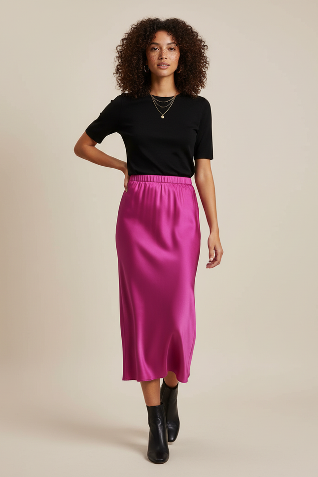 Jupe Satin Rose Fushia