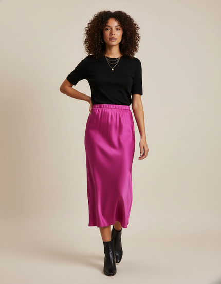 Jupe Satin Rose Fushia