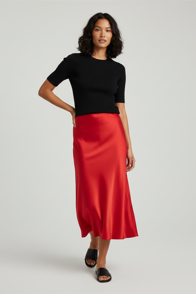 Jupe Satin Rouge Fete