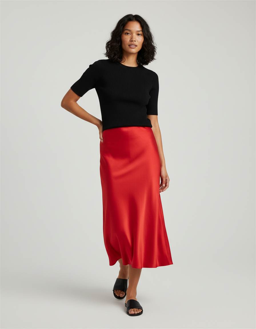 Jupe Satin Rouge Fete