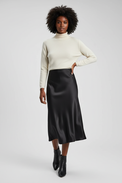 Jupe Satin Noir Couture