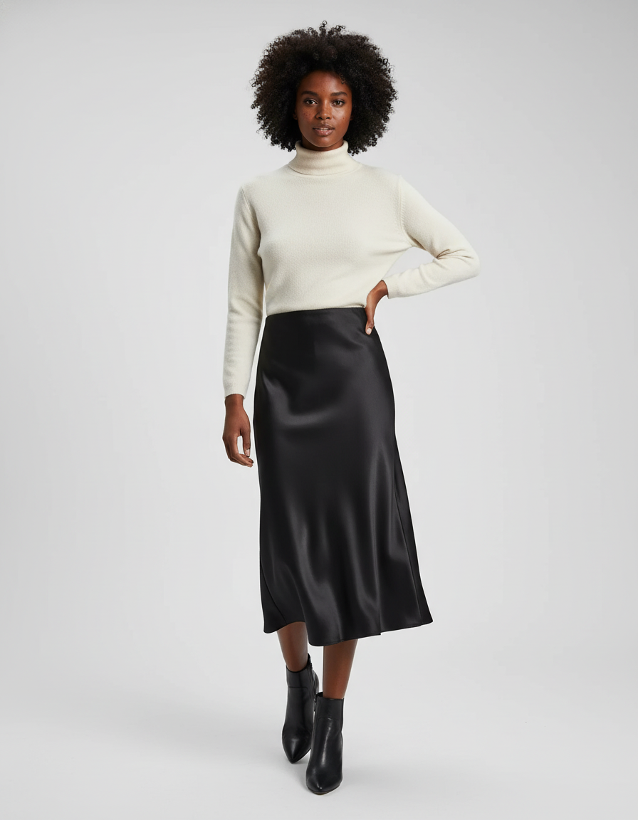 Jupe Satin Noir Couture