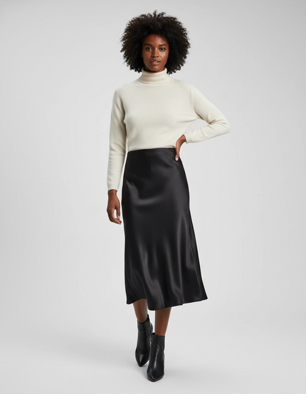 Jupe Satin Noir Couture