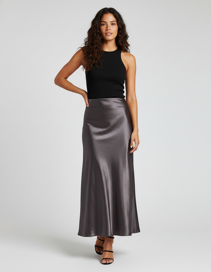 Jupe Mi-Longue Déstructurée En Satin