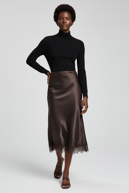 Jupe Longue Satin Dentelle