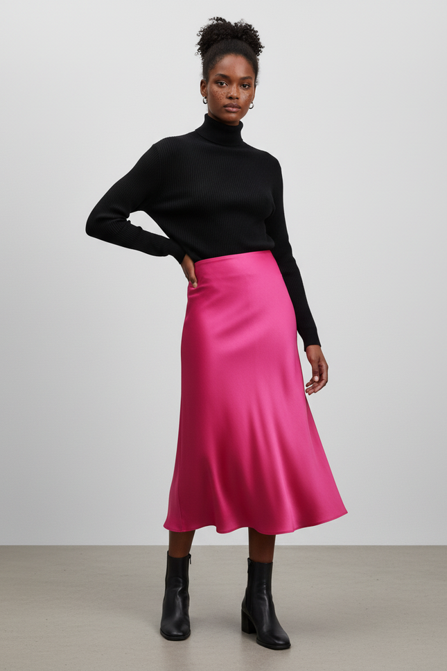 Jupe Satinée Rose Neon