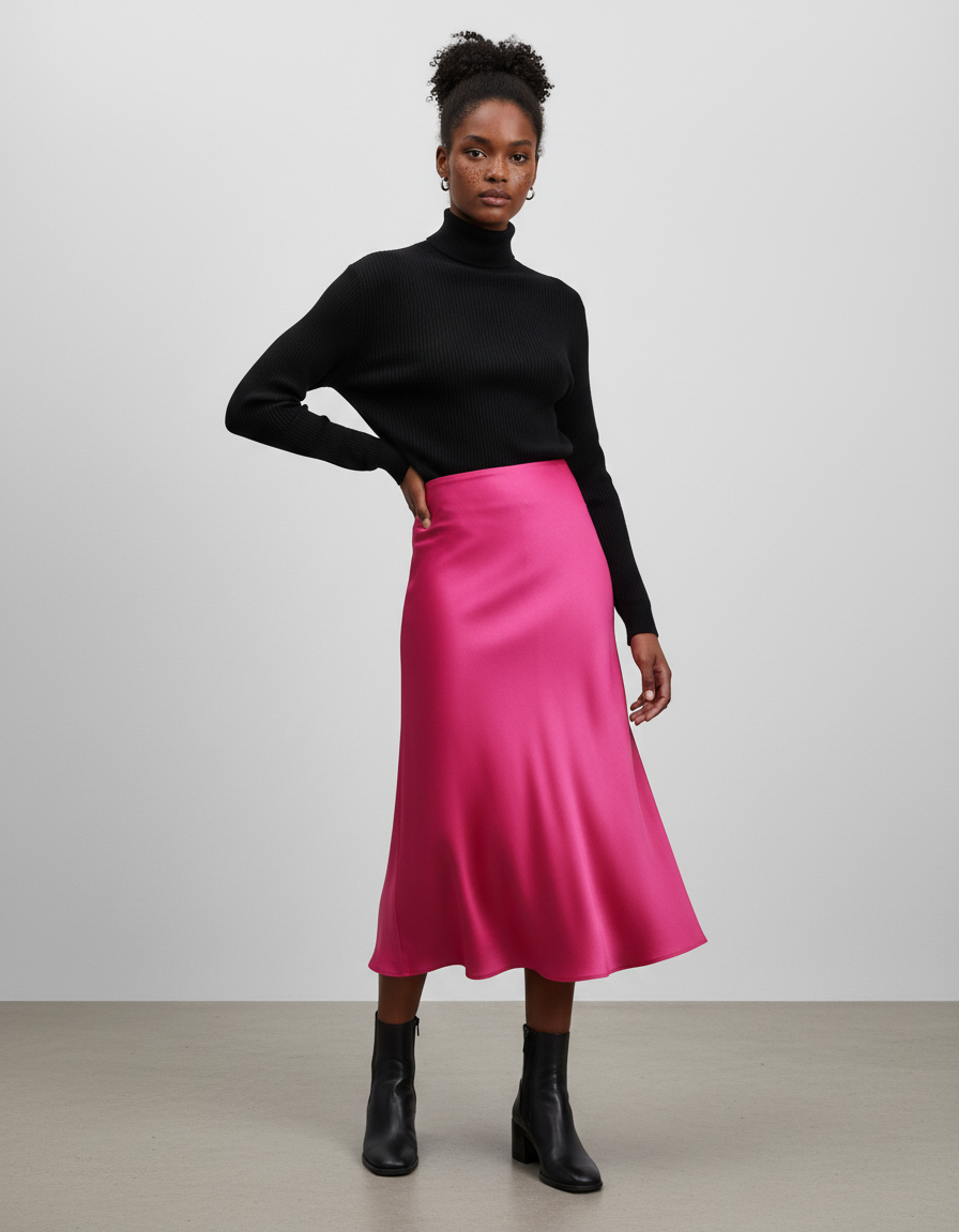 Jupe Satinée Rose Neon