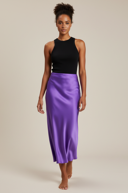 Jupe Longue Satin Avec Jupon
