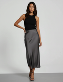 Jupe Satin Grise