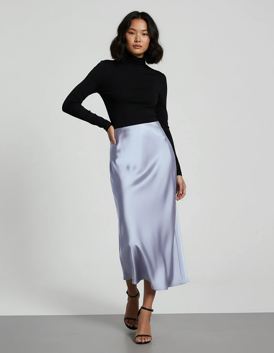 Jupe Satin Lavande Fluide Élégante
