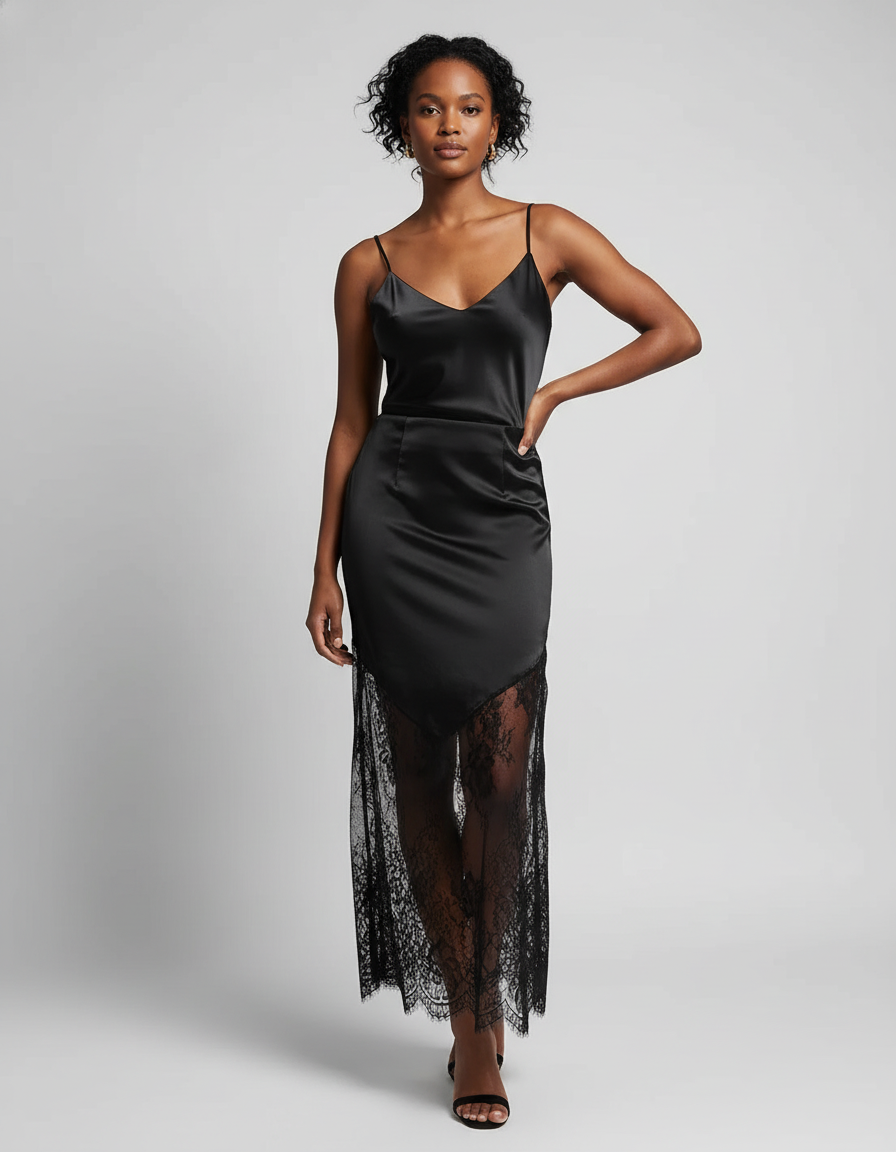 Jupe Satin Et Dentelle