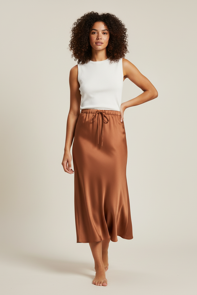 Jupe En Satin Orange