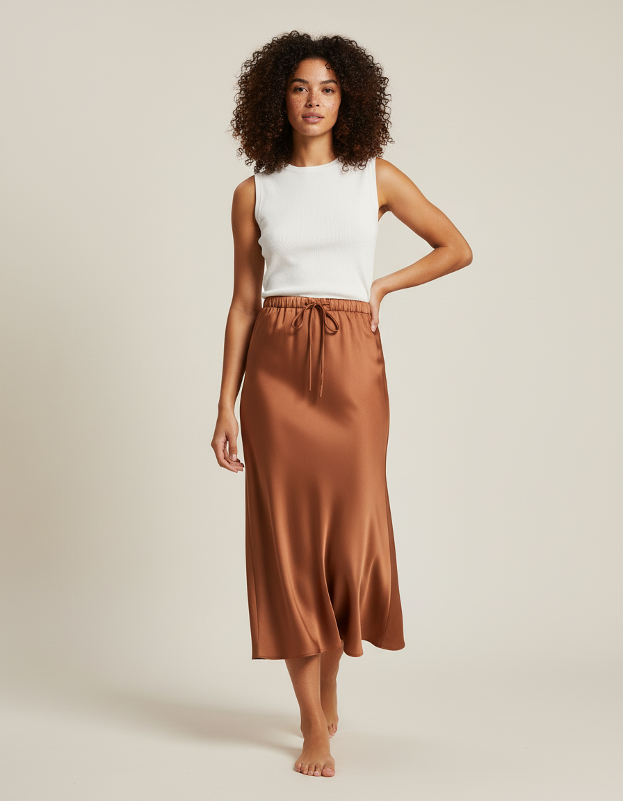 Jupe En Satin Orange