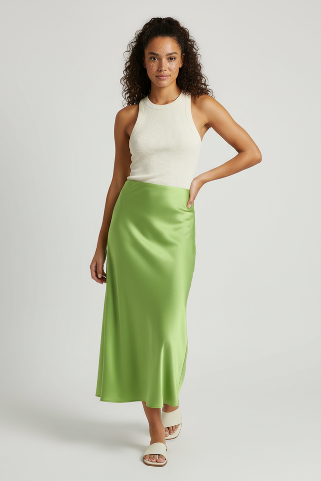 Jupe Longue Satin Doublure En Crêpe Et Tulle