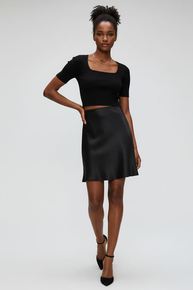 Jupe Danse Satin Courte Noire