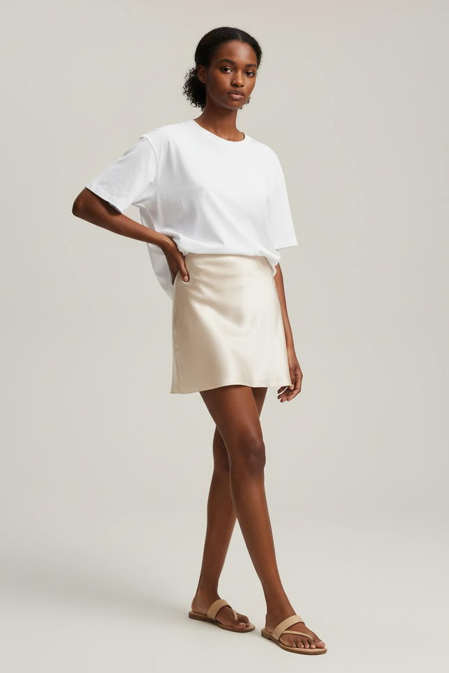 Jupe Courte Satin Jaune