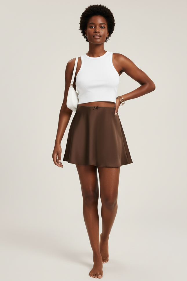 Jupe Patineuse Courte Satin