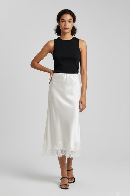 Jupe Blanche Droite Satin Pour Mariage