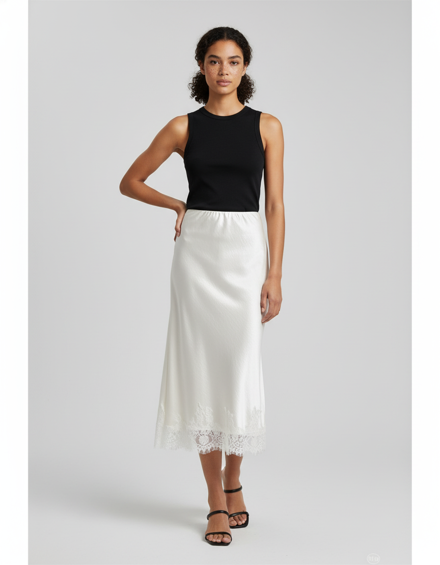 Jupe Blanche Droite Satin Pour Mariage