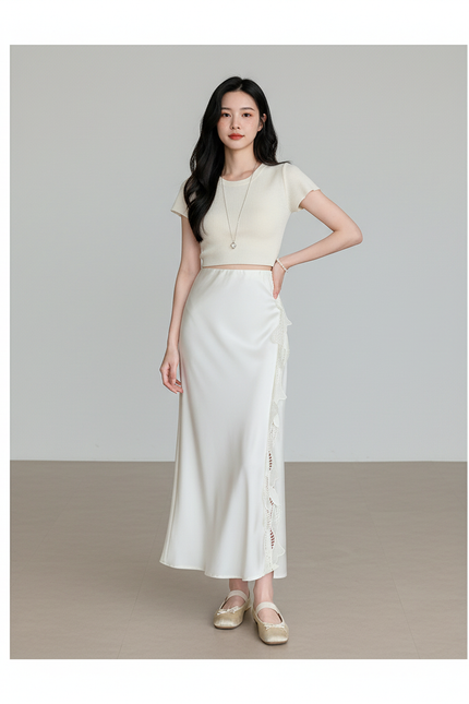 Jupe Longue Portefeuille Satin