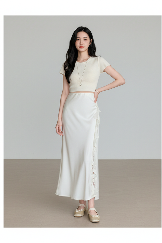 Jupe Longue Portefeuille Satin