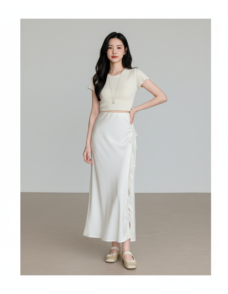 Jupe Longue Portefeuille Satin
