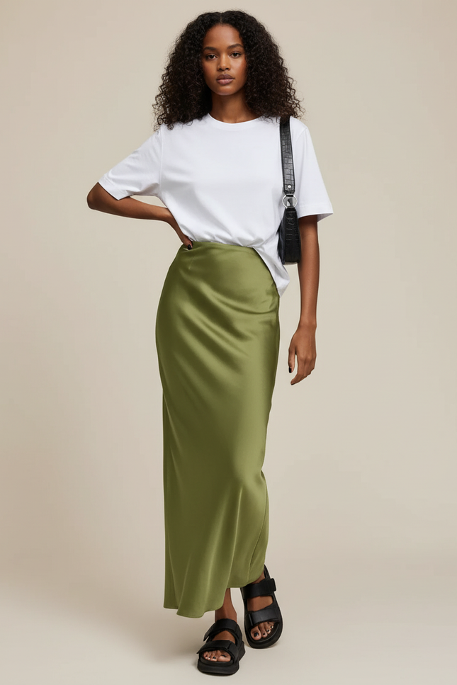 Jupe Satin Olive