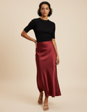Jupe Satin Bordeaux