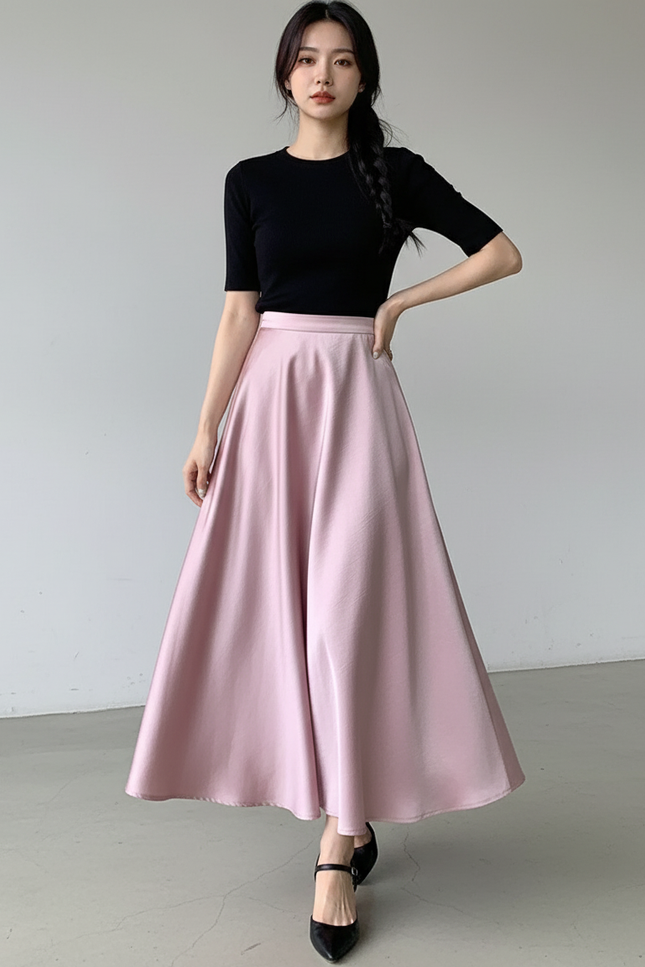 Jupe Corolle En Satin