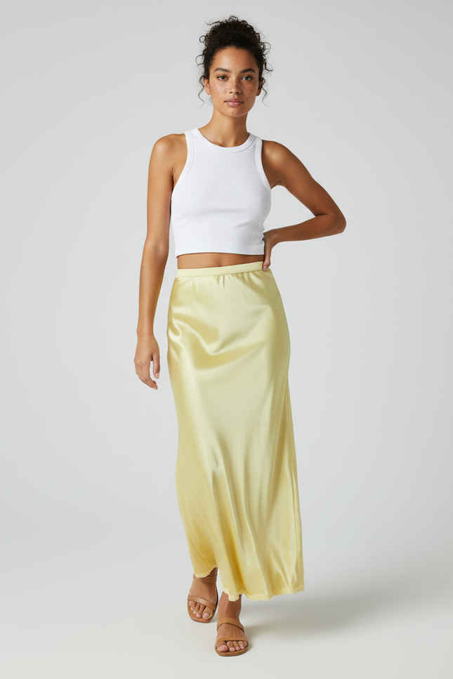 Jupe En Satin Jaune