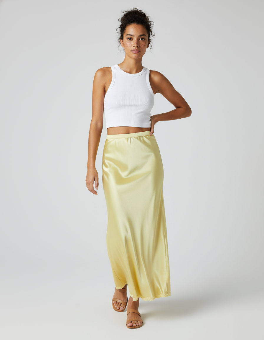 Jupe En Satin Jaune