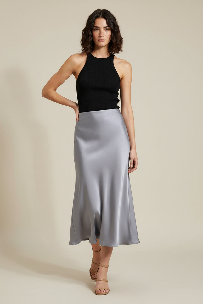 Jupe Satin Longue Fluide Élégante