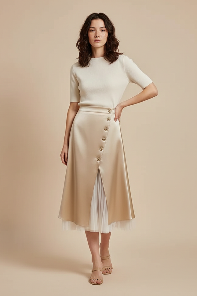 Jupe Midi Tulle Et Satin