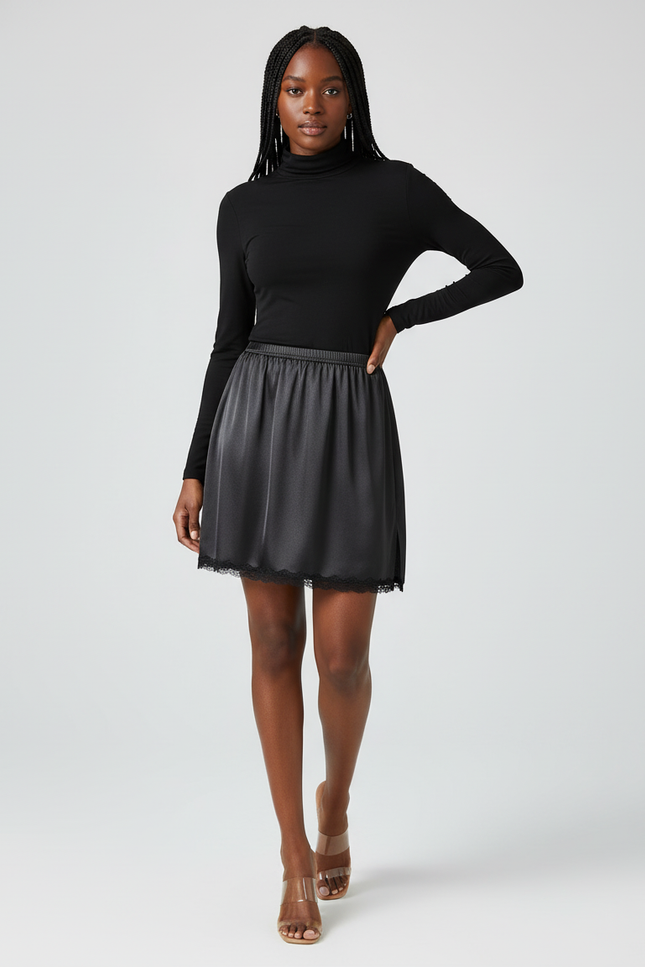 Jupe Satin Bas Dentelle