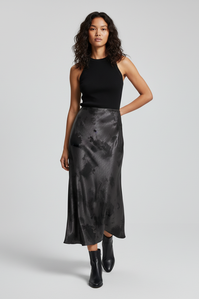 Jupe Satin Fluide Imprimée Élégante