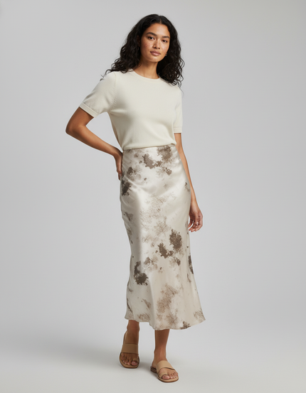 Jupe Longue Satin Imprimé Mariage