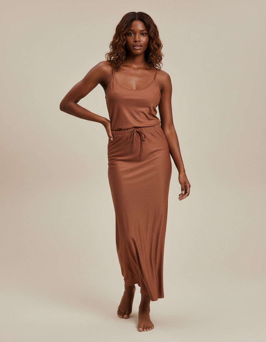 Jupe Satin Brun