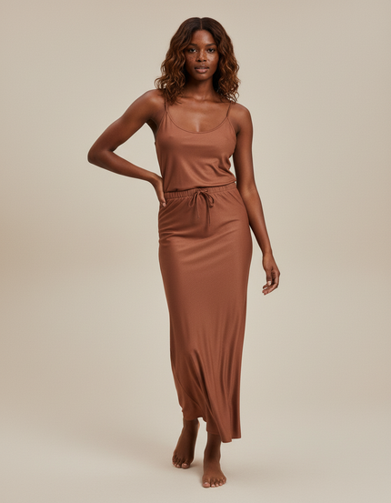 Jupe Satin Brun