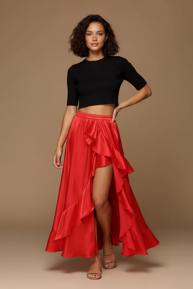 Jupe En Satin Rouge Danse