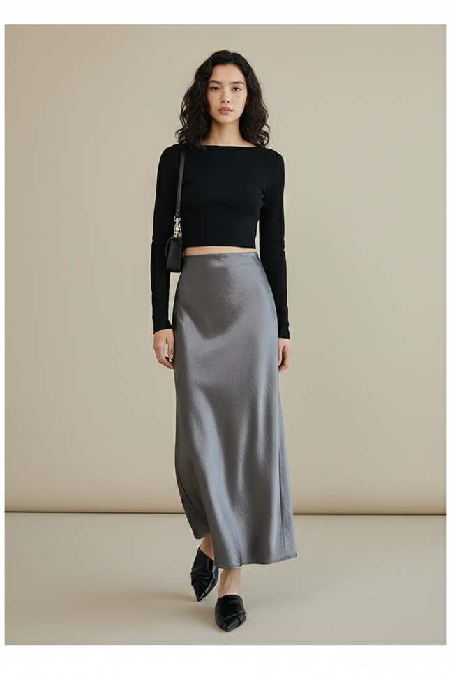Jupe Grise Satin
