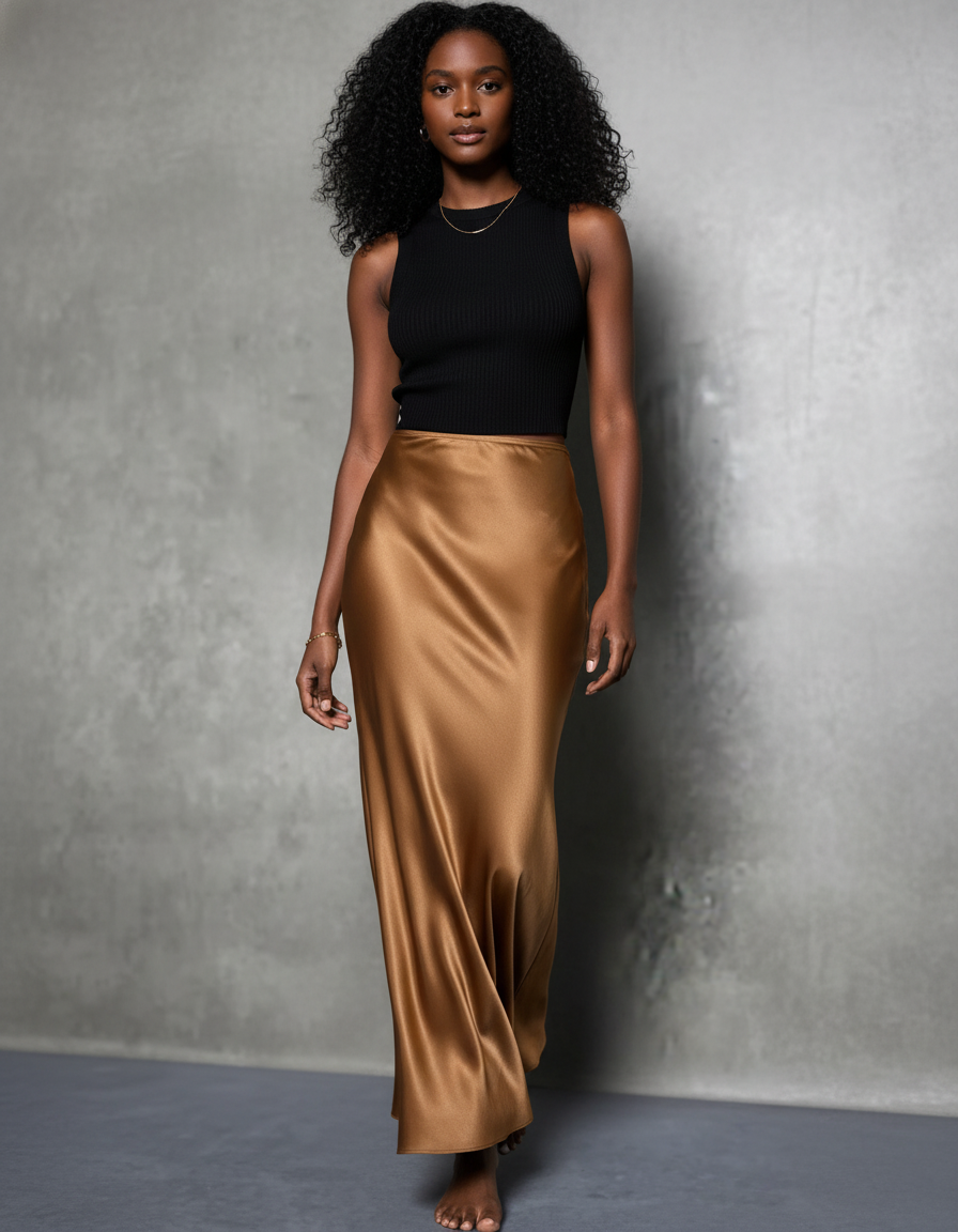 Jupe Satin Longue Fluide Chic