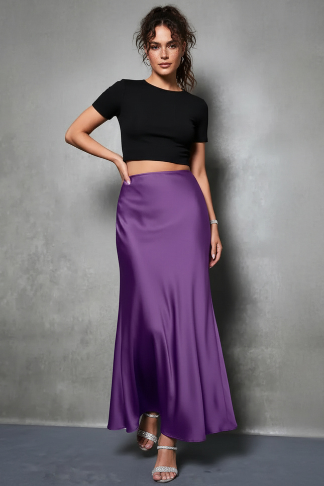 Jupe Satin Violette Fluide