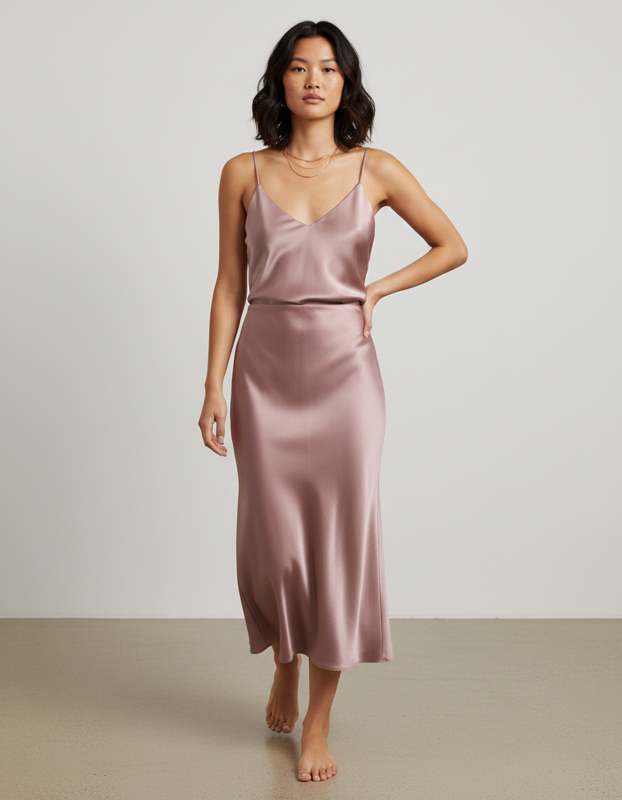 Jupe Satinée Style Asiatique